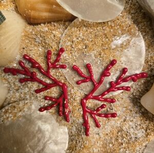Red Coral Branch Earrings NWT